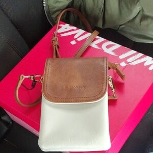Brown and White Crossbody Bag